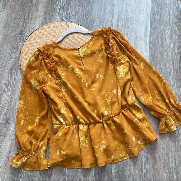 Madewell Ruffle-Shoulder Peplum Top in Tonal Botanical Women’s Size m - Picture 6 of 7